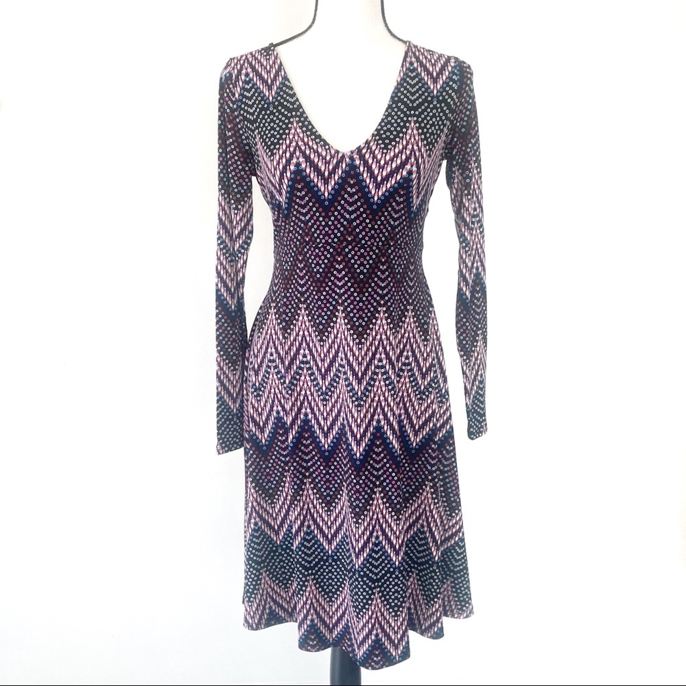 Motherhood Maternity XS stretchy geometric floral dress like new